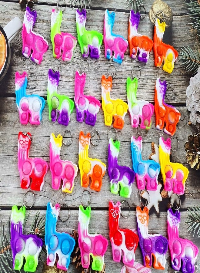 HOZKEAP 24 Packs Bulk Llamas Animals Fidget Bubble Mini Pop Keychain，Holiday Party Favors Birthday Classroom Supplies Student Prizes - Image 2